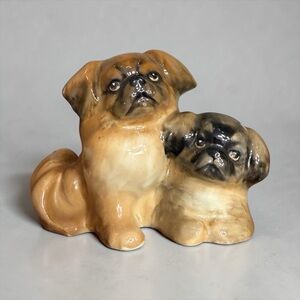 Antique to Vintage Royal Doulton porcelain figurine set “Pekingese Puppy Pair”